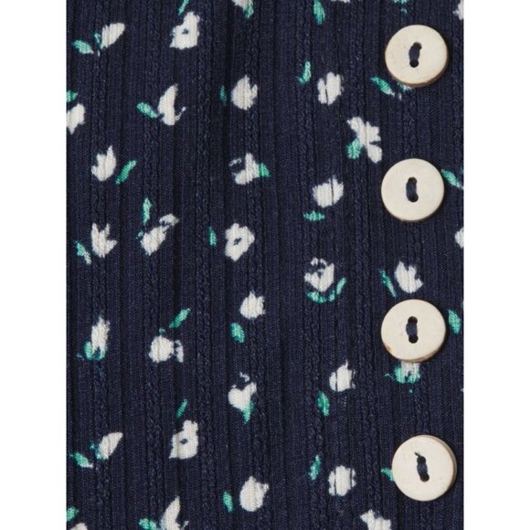 Free People Navy Floral L/S Thumbhole Romper PJ | Soft Girl Boho Coquette Lounge - Picture 5 of 16